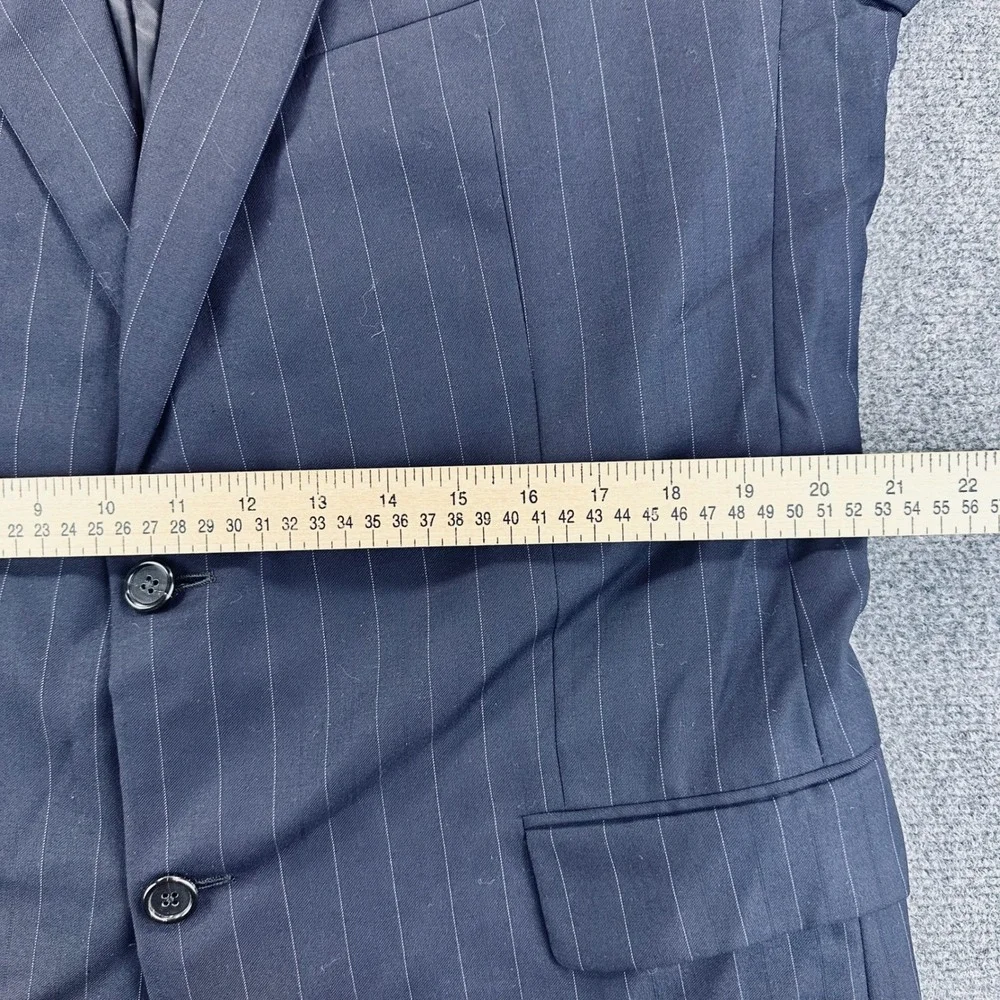 Hickey Freeman Nordstrom 42L Blue Pinstripe Loro Piana Super 120s Blazer Jacket